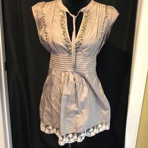 Missme silk sequined and lace top